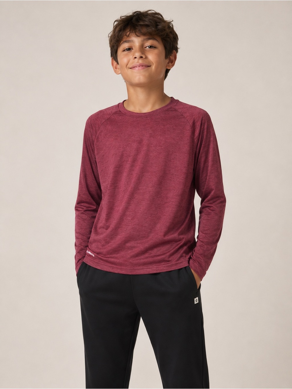 Athletic Works Maroon Long Sleeve Performance Tee